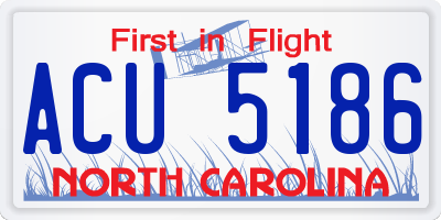 NC license plate ACU5186