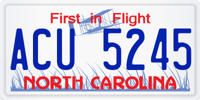 NC license plate ACU5245