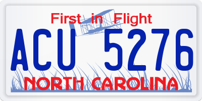 NC license plate ACU5276