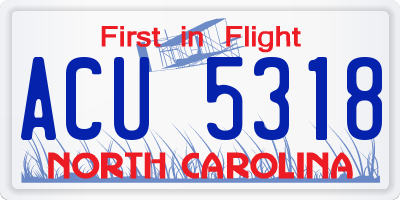 NC license plate ACU5318