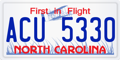 NC license plate ACU5330