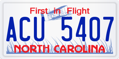 NC license plate ACU5407