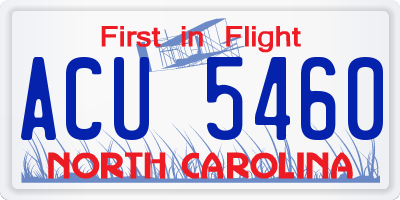 NC license plate ACU5460