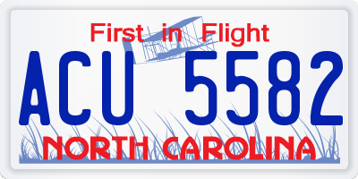 NC license plate ACU5582