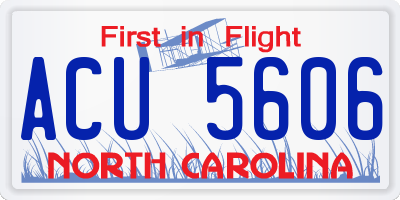 NC license plate ACU5606