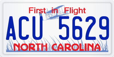 NC license plate ACU5629
