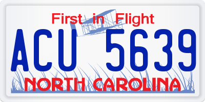 NC license plate ACU5639