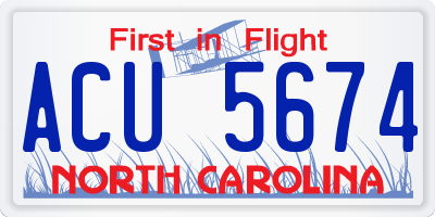 NC license plate ACU5674