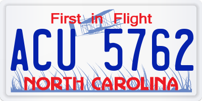 NC license plate ACU5762
