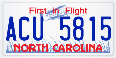 NC license plate ACU5815