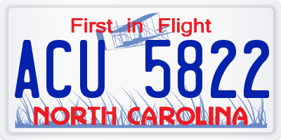 NC license plate ACU5822