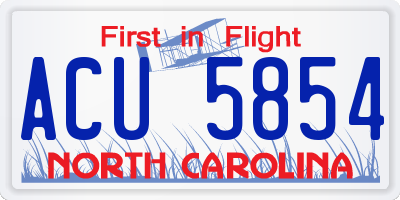NC license plate ACU5854
