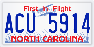 NC license plate ACU5914