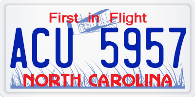 NC license plate ACU5957
