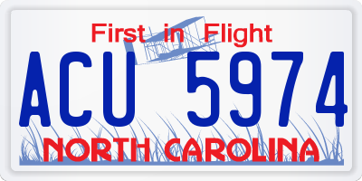 NC license plate ACU5974