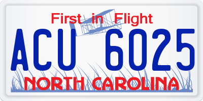 NC license plate ACU6025