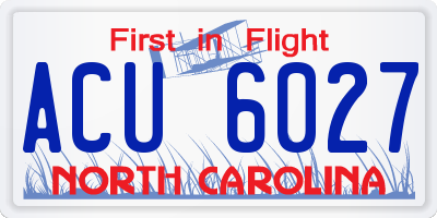 NC license plate ACU6027
