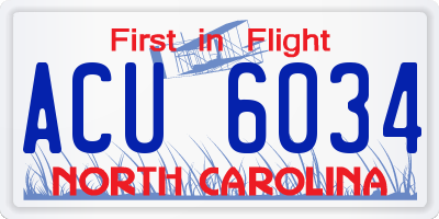 NC license plate ACU6034