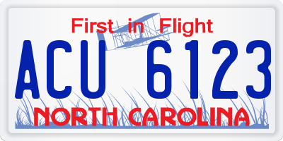 NC license plate ACU6123