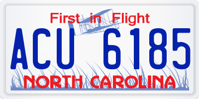 NC license plate ACU6185