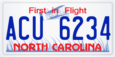 NC license plate ACU6234