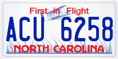 NC license plate ACU6258