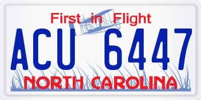 NC license plate ACU6447