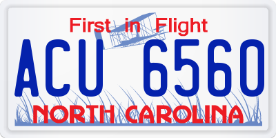 NC license plate ACU6560