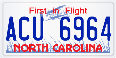 NC license plate ACU6964
