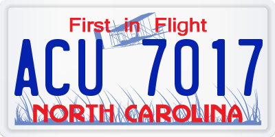 NC license plate ACU7017