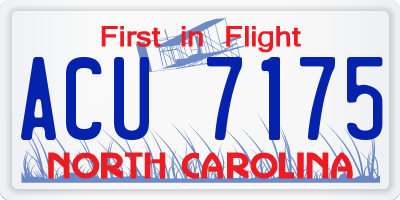NC license plate ACU7175