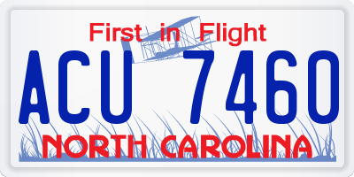 NC license plate ACU7460