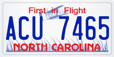 NC license plate ACU7465
