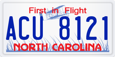NC license plate ACU8121