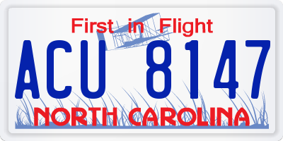 NC license plate ACU8147