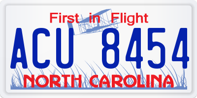NC license plate ACU8454