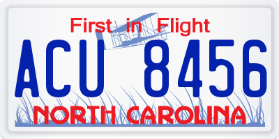 NC license plate ACU8456