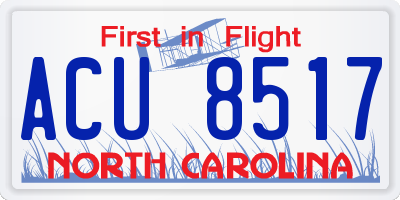 NC license plate ACU8517