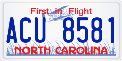 NC license plate ACU8581