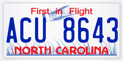 NC license plate ACU8643