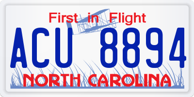 NC license plate ACU8894