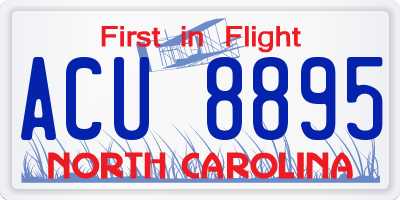 NC license plate ACU8895