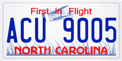 NC license plate ACU9005