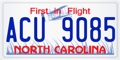 NC license plate ACU9085