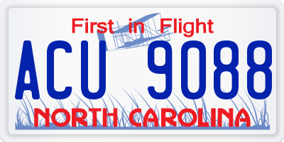 NC license plate ACU9088