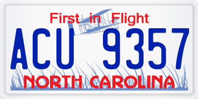 NC license plate ACU9357