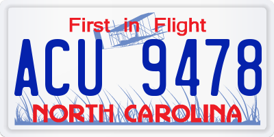NC license plate ACU9478