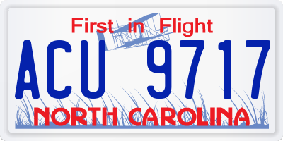 NC license plate ACU9717