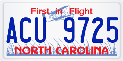 NC license plate ACU9725