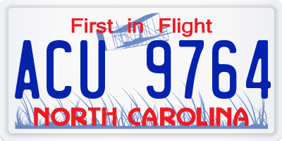 NC license plate ACU9764